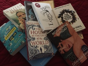 Picture of a pile of books bought on my most recent trip to London, for Book Lust London post by Malin James